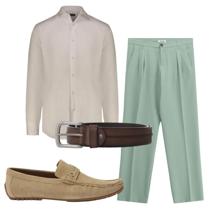 Outfit uomo - Total look #2401992. Stile Business/Elegante per Ufficio. Abbinamento con cinture, pantaloni, scarpe stringate, camicie.