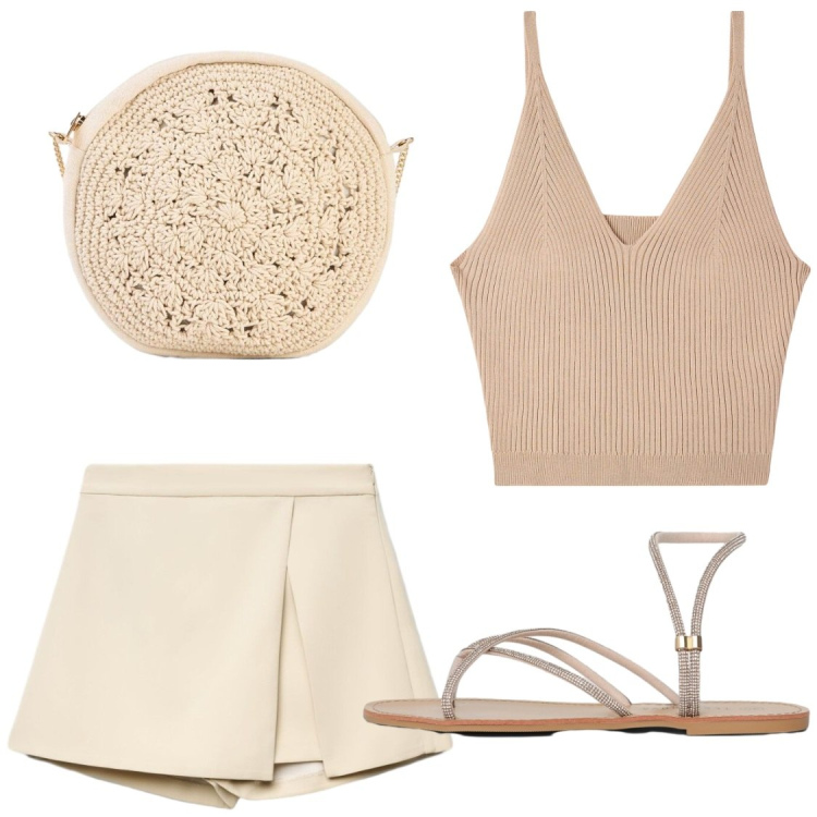 Outfit donna - Estate 2026. Stile Chic per Serata fuori. Abbinamento con borse a tracolla, canottiere, sandali, gonne.