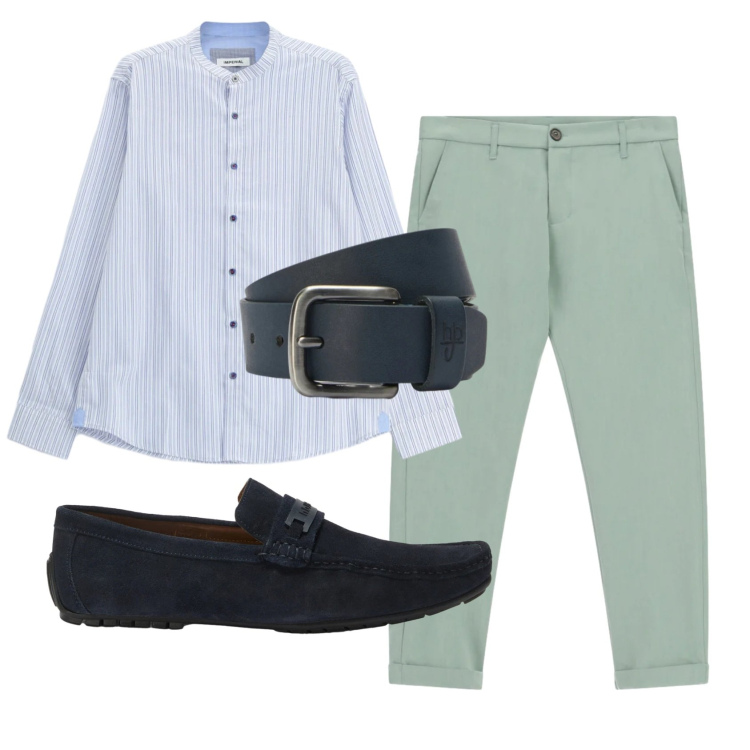 Outfit uomo - Total look #2401995. Stile Business/Elegante per Serata speciale. Abbinamento con pantaloni, camicie, scarpe stringate, cinture.