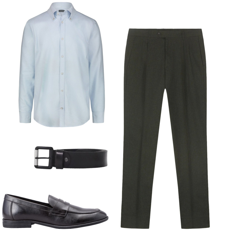 Outfit uomo - Total look #2401997. Stile Urban per Tutti i giorni. Abbinamento con cinture, camicie, pantaloni, scarpe stringate.