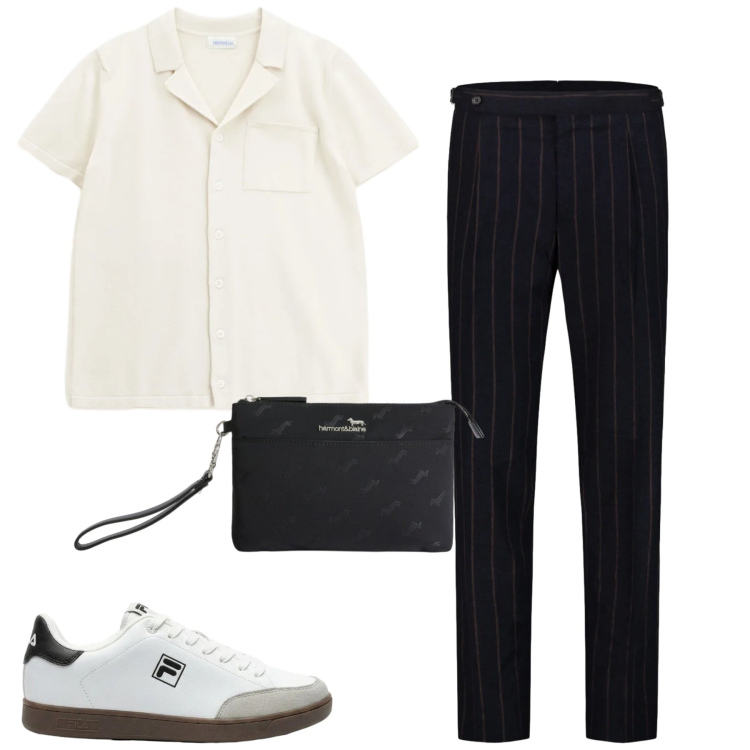 Outfit uomo - Total look #2401999. Stile Urban per Tutti i giorni. Abbinamento con sneakers, camicie a manica corta, borse sportive, pantaloni.
