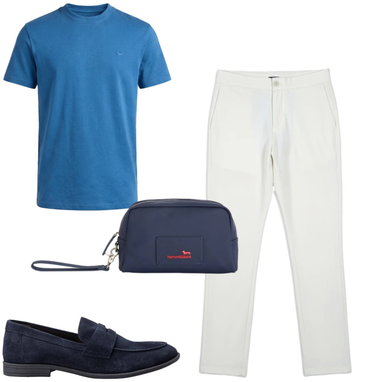 Outfit uomo - Total look #2402012. Stile Urban per Tutti i giorni. Abbinamento con borse sportive, t-shirt, scarpe stringate, pantaloni.