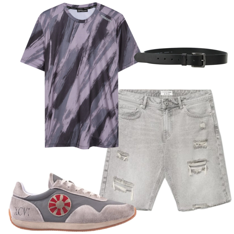 Outfit uomo - Total look #2402019. Stile Casual per Tutti i giorni. Abbinamento con shorts, cinture, t-shirt, sneakers.