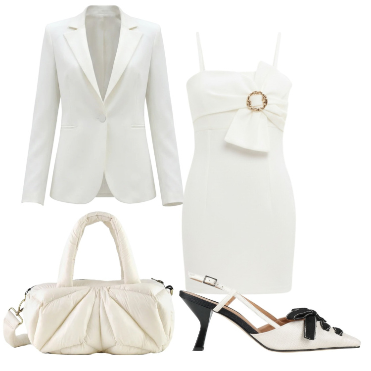 Outfit donna - Total look #2402020. Stile Chic per Cerimonia. Abbinamento con décolleté, vestiti corti, blazer, borse a mano.
