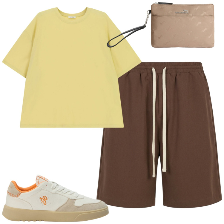 Outfit uomo - Total look #2402023. Stile Casual per Tutti i giorni. Abbinamento con pantaloni corti, t-shirt, borse sportive, sneakers.