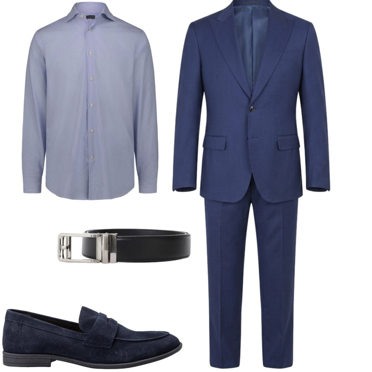 Outfit uomo - Cerimonia. Stile Business/Elegante per Cerimonia. Abbinamento con cinture, abiti, scarpe stringate, camicie.