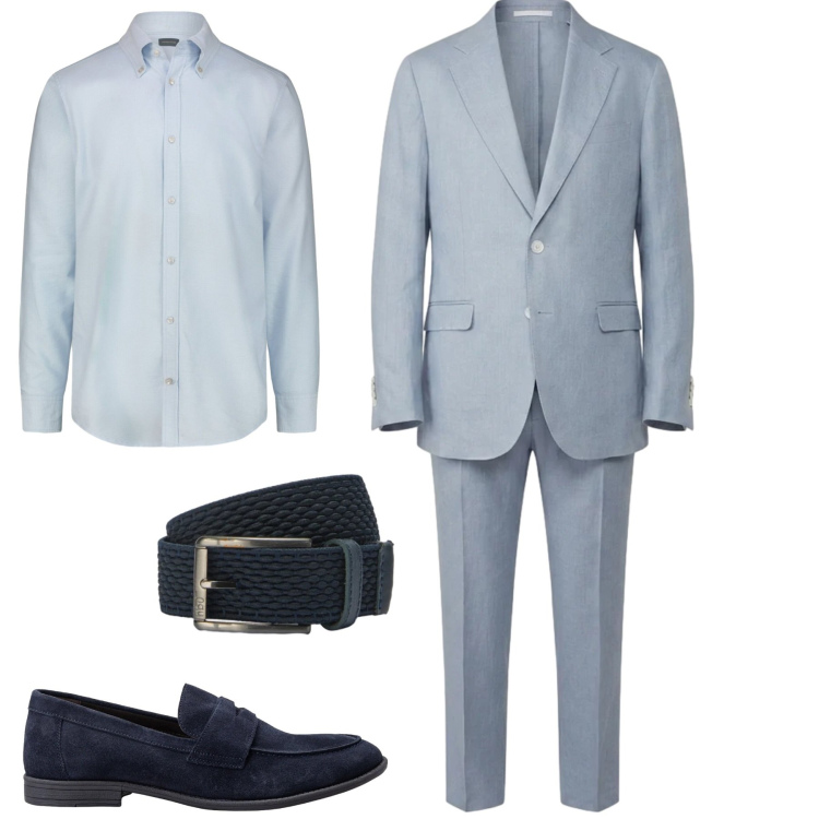 Outfit uomo - Cerimonia. Stile Business/Elegante per Cerimonia. Abbinamento con cinture, camicie, scarpe stringate, abiti.
