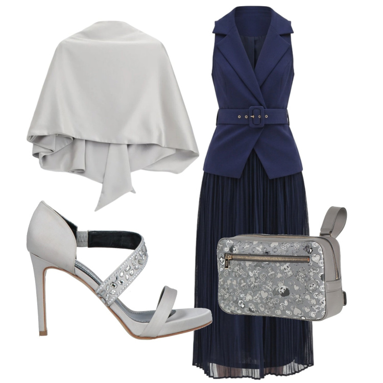 Outfit donna - Total look #2402045. Stile Chic per Cerimonia. Abbinamento con marsupi, sandali in pelle, scialli, vestiti midi/longuette.
