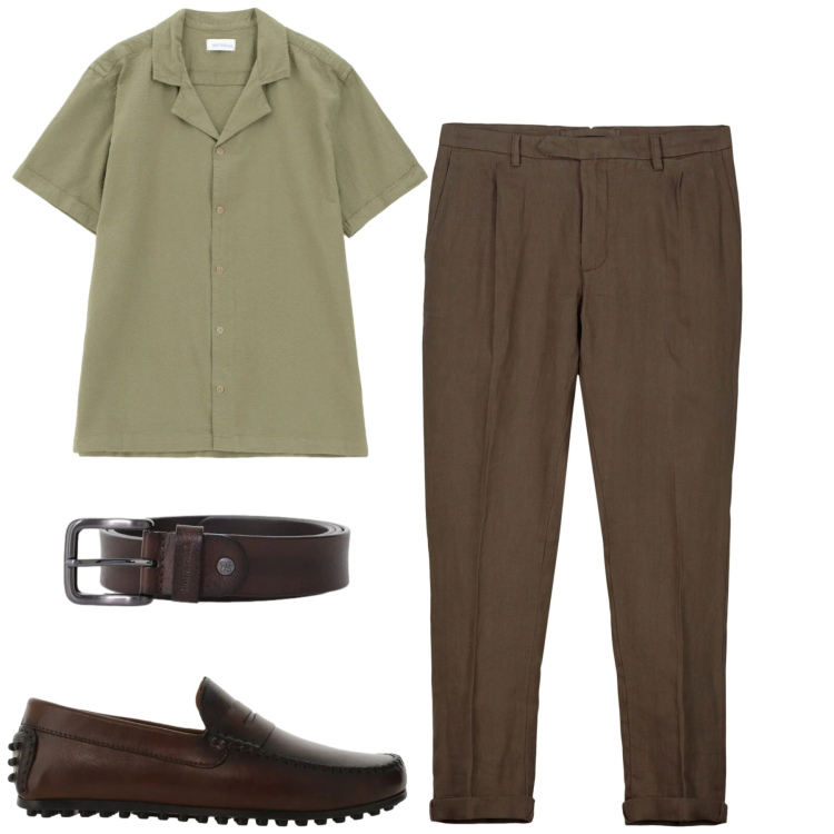 Outfit uomo - Total look #2402052. Stile Urban per Tutti i giorni. Abbinamento con camicie a manica corta, scarpe stringate, cinture, pantaloni.