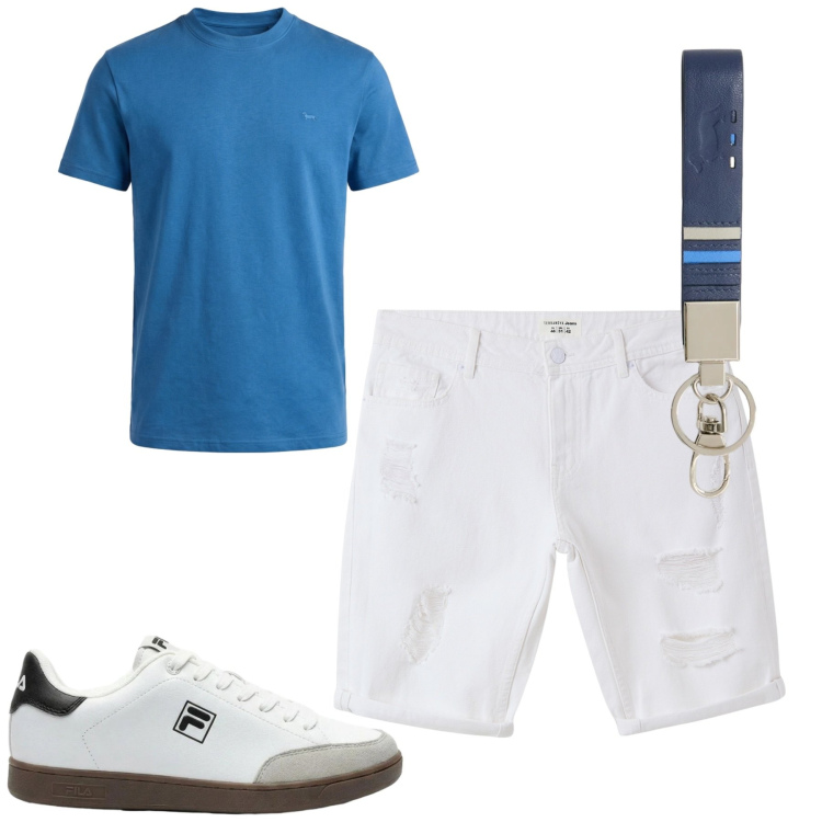 Outfit uomo - Total look #2402057. Stile Casual per Tutti i giorni. Abbinamento con sneakers, bermuda, portachiavi, t-shirt.