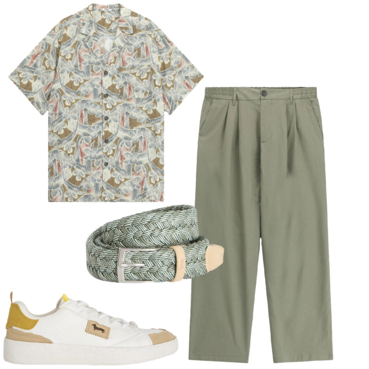 Outfit uomo - Total look #2402063. Stile Trendy per Tutti i giorni. Abbinamento con camicie a manica corta, pantaloni, sneakers, cinture.