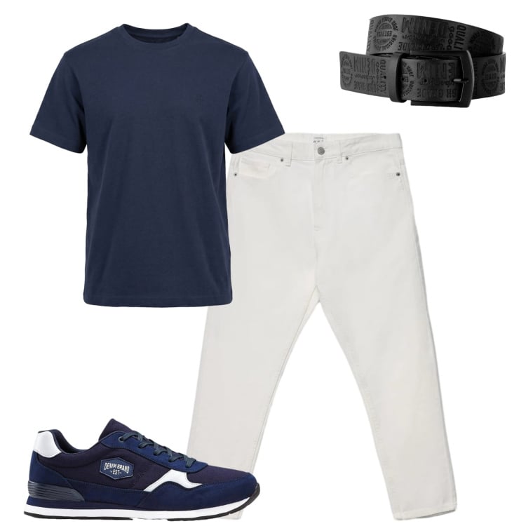 Outfit uomo - Total look #2402065. Stile Casual per Tutti i giorni. Abbinamento con sneakers, cinture, jeans, t-shirt.