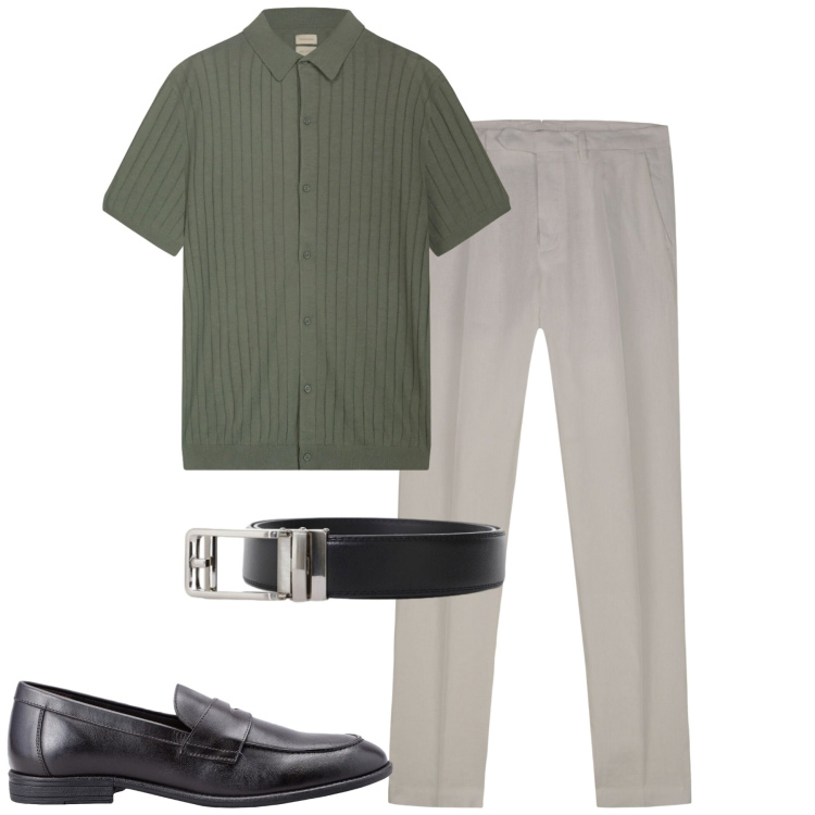 Outfit uomo - City. Stile Urban per Tutti i giorni. Abbinamento con cinture, pantaloni, scarpe stringate, polo.