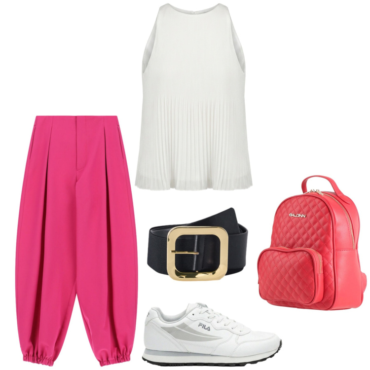 Outfit donna - Total look #2402079. Stile Basic per Sport. Abbinamento con zaini, sneakers, canottiere, pantaloni a palazzo, cinture.