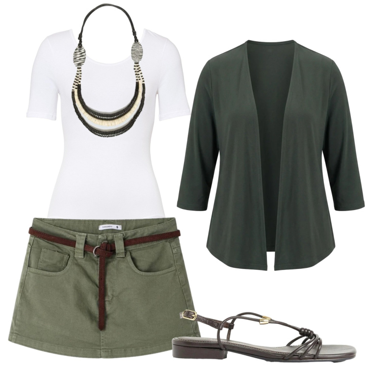 Outfit donna - Total look #2402117. Stile Basic per Tutti i giorni. Abbinamento con body, sandali, minigonne, blazer, collane.