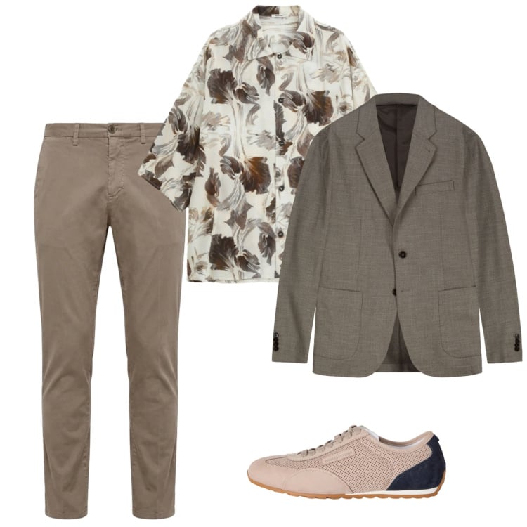 Outfit uomo - Maggio. Stile Casual per Tutti i giorni. Abbinamento con camicie a manica corta, sneakers, pantaloni chino, giacche.