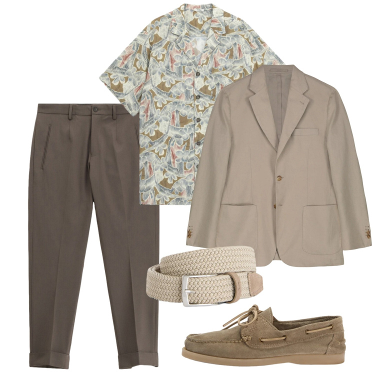 Outfit uomo - Aria di vacanze. Stile Casual per Tutti i giorni. Abbinamento con camicie a manica corta, pantaloni, cinture, scarpe stringate, giacche.