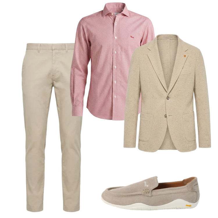 Outfit uomo - Maggio rosa. Stile Casual per Tutti i giorni. Abbinamento con camicie, pantaloni, scarpe stringate, giacche.