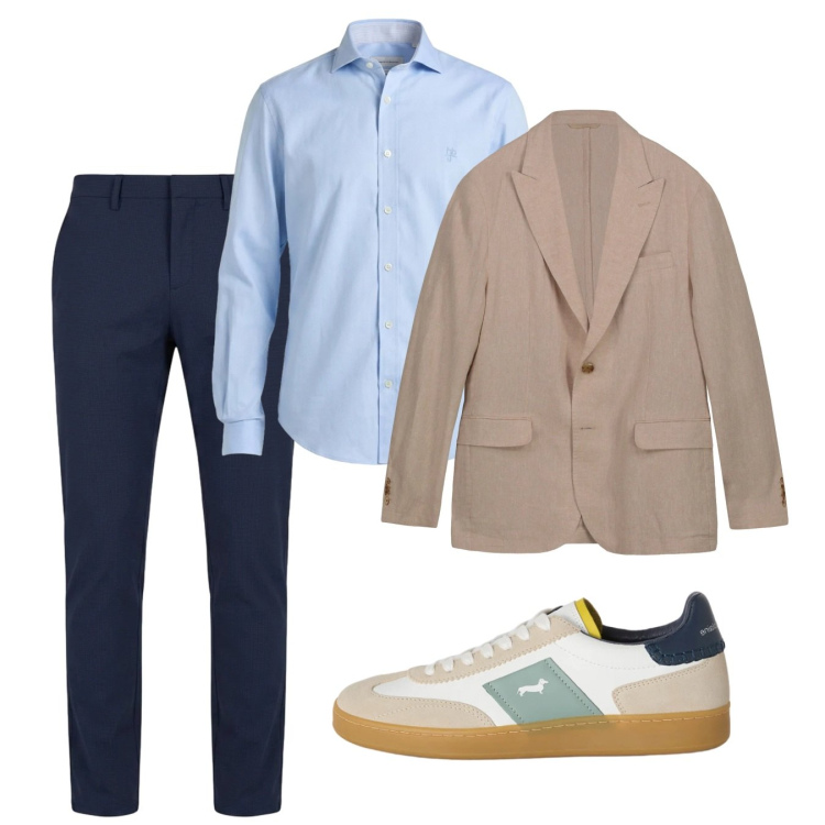 Outfit uomo - Maggio. Stile Casual per Tutti i giorni. Abbinamento con camicie, sneakers, pantaloni chino, giacche.