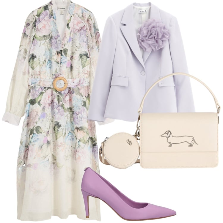 Outfit donna - Comunione in vista. Stile Chic per Cerimonia. Abbinamento con décolleté, vestiti midi/longuette, borse a tracolla, blazer.