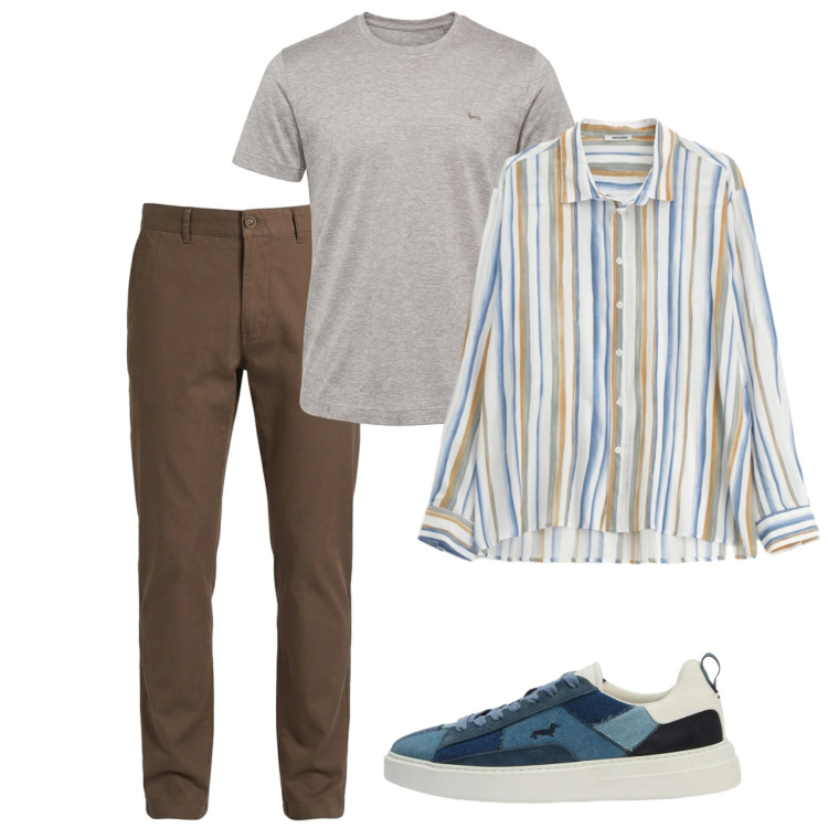 Outfit uomo - Maggio. Stile Casual per Tutti i giorni. Abbinamento con camicie, t-shirt, pantaloni, sneakers.