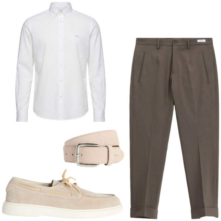 Outfit uomo - Ufficio. Stile Business/Elegante per Ufficio. Abbinamento con pantaloni, scarpe stringate, cinture, camicie.
