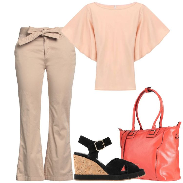 Outfit donna - Total look #2402166. Stile Casual chic per Tutti i giorni. Abbinamento con sandali in pelle, zaini, pantaloni, t-shirt.