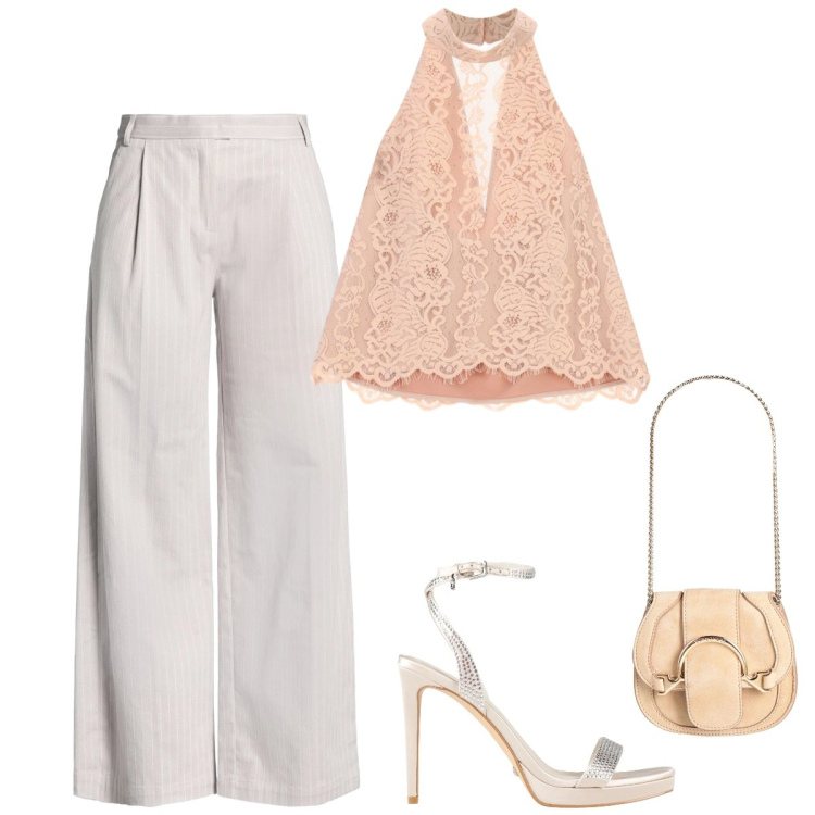 Outfit donna - Total look #2402169. Stile Glamour per Cerimonia. Abbinamento con marsupi, pantaloni, sandali col tacco, canottiere.