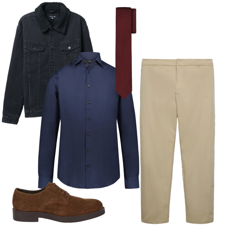 Outfit uomo - Total look #2402197. Stile Casual per Tutti i giorni. Abbinamento con giacche, pantaloni chino, camicie, scarpe stringate, cravatte.