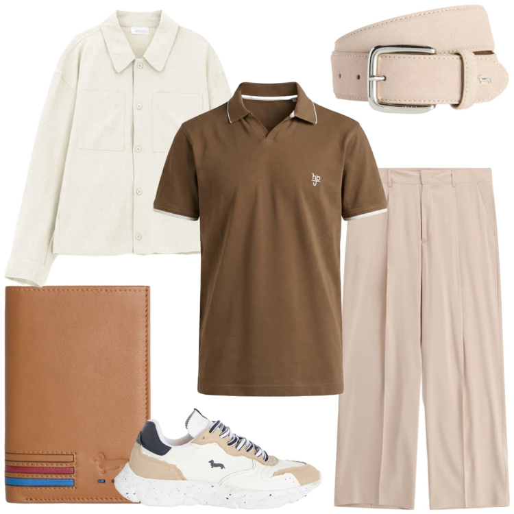 Outfit uomo - Total look #2402205. Stile Casual per Tutti i giorni. Abbinamento con pantaloni, camicie, cinture, sneakers, portafogli, polo.