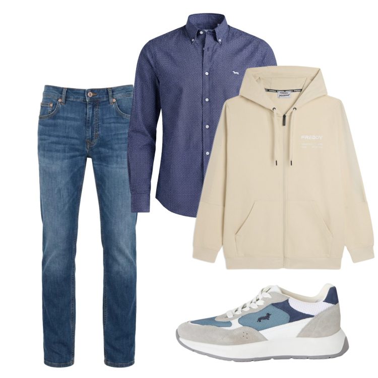 Outfit uomo - Maggio. Stile Casual per Tutti i giorni. Abbinamento con sneakers, camicie, jeans, felpe con cappuccio.