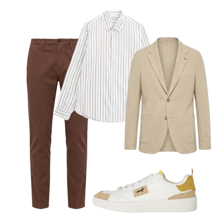 Outfit uomo - Maggio. Stile Casual per Tutti i giorni. Abbinamento con camicie, sneakers, pantaloni chino, giacche.