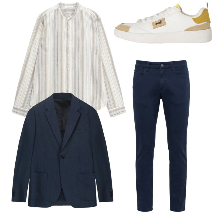 Outfit uomo - Total look. Stile Casual per Tutti i giorni. Abbinamento con camicie, pantaloni, sneakers, giacche.