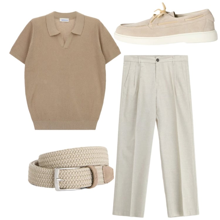 Outfit uomo - Total look. Stile Trendy per Tutti i giorni. Abbinamento con pantaloni, t-shirt, scarpe stringate, cinture.