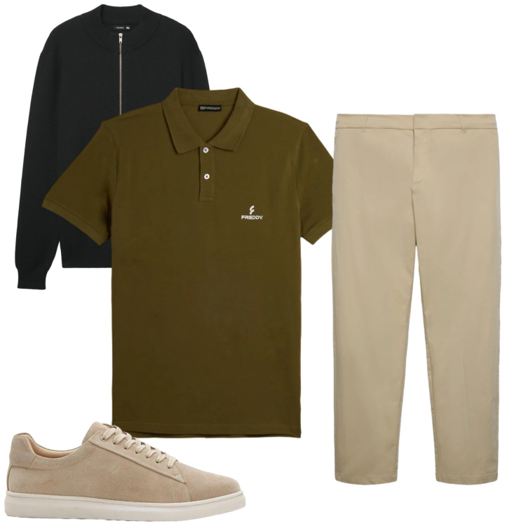 Outfit uomo - Total look #2402320. Stile Casual per Tutti i giorni. Abbinamento con sneakers, cardigans, pantaloni chino, polo.