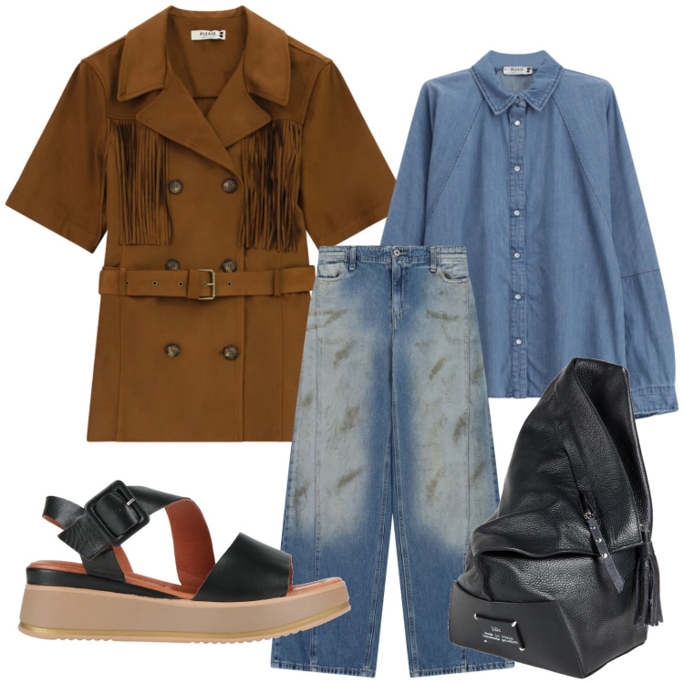 Outfit donna - Il capospalla con frange. Stile Casual per Tutti i giorni. Abbinamento con zaini, sandali in pelle, camicie, jeans, giacche.