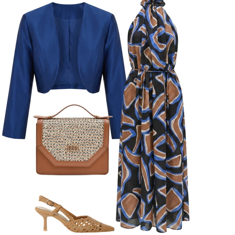 Outfit donna - Abito lungo per cerimonia. Stile Chic per Cerimonia. Abbinamento con décolleté, vestiti lunghi, pochette, bolero.