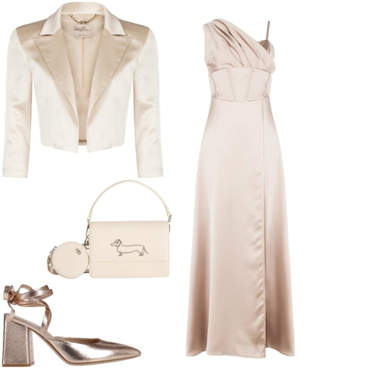 Outfit donna - Total look #2402397. Stile Romantica per Tutti i giorni. Abbinamento con décolleté, vestiti lunghi, bolero, borse a tracolla.