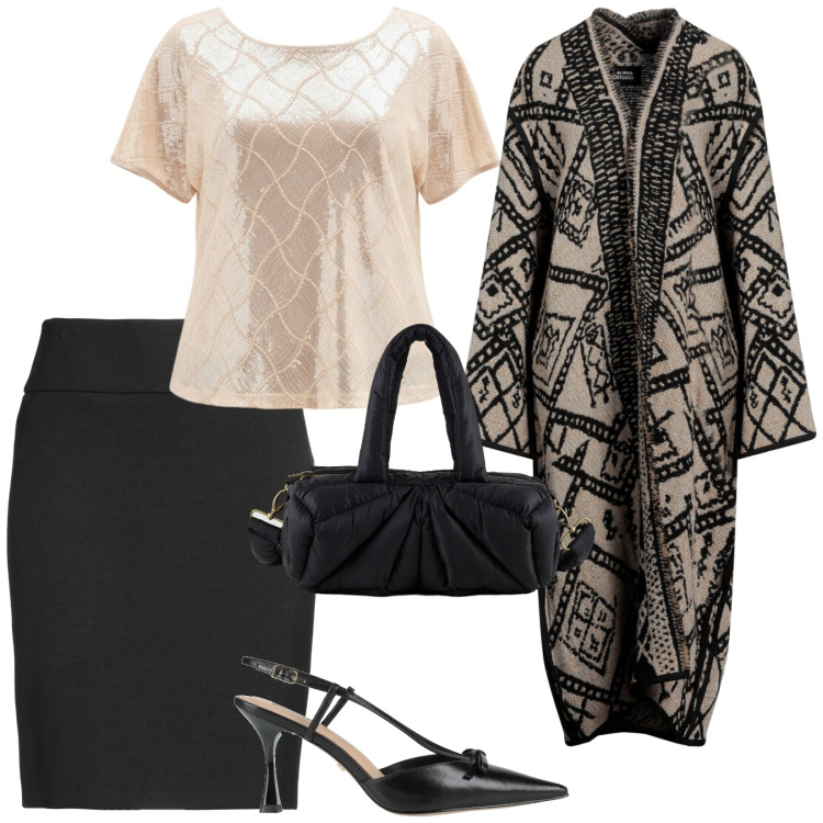 Outfit donna - Focus donna. per Serata fuori. Abbinamento con cardigans, minigonne, décolleté, bluse, borse a mano.