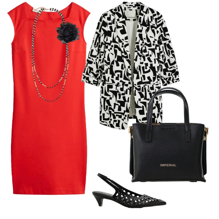 Outfit donna - Lavoro. per Ufficio. Abbinamento con vestiti a tubino, blazer, décolleté, borse a tracolla, collane.