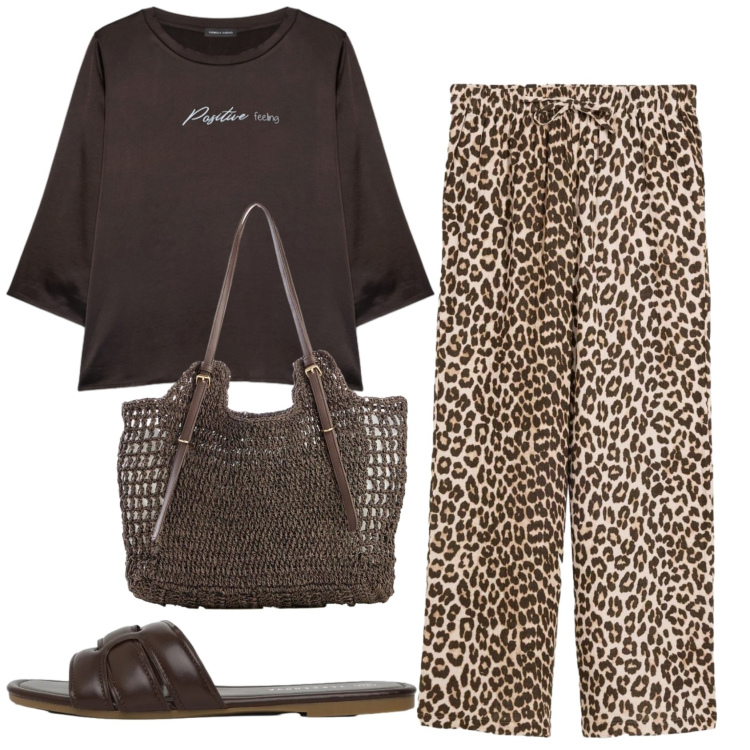 Outfit donna - Total look #2402522. Stile Basic per Ufficio. Abbinamento con pantaloni, shopping bag, ciabatte, bluse.