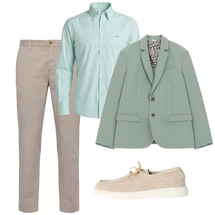 Outfit uomo - Outfit da brunch. Stile Business/Elegante per Tutti i giorni. Abbinamento con giacche, scarpe stringate, camicie, pantaloni chino.