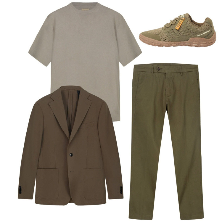 Outfit uomo - Giacca destrutturata. Stile Casual per Tutti i giorni. Abbinamento con sneakers, pantaloni chino, giacche, t-shirt.