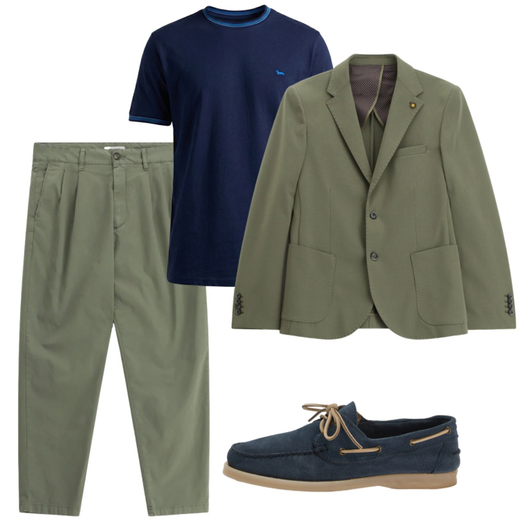 Outfit uomo - Giacca destrutturata. Stile Trendy per Tutti i giorni. Abbinamento con pantaloni, giacche, t-shirt, scarpe stringate.