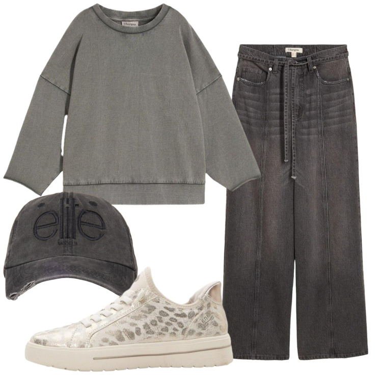 Outfit donna - Total look #2402555. Stile Casual per Tutti i giorni. Abbinamento con jeans, sneakers, felpe, cappelli.
