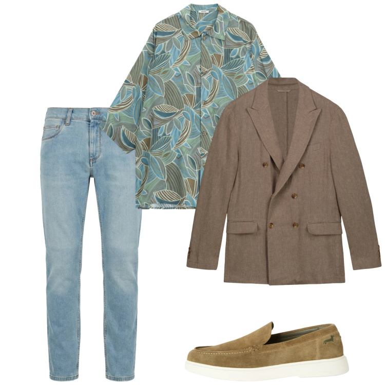 Outfit uomo - Florage. Stile Trendy per Tutti i giorni. Abbinamento con camicie a manica corta, jeans slim fit, scarpe stringate, giacche.