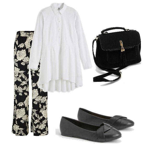 Outfit femme - la tunique blanche. Style Ethnique pour Tous les jours. Assortir avec chemisiers, pantalon large en bas, sacs en bandoulière, ballerines.