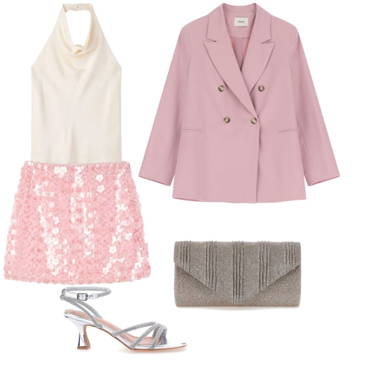 Outfit donna - Una gonna di paillettes. Stile Sexy per Cerimonia. Abbinamento con minigonne, canottiere, blazer, sandali col tacco, clutch.