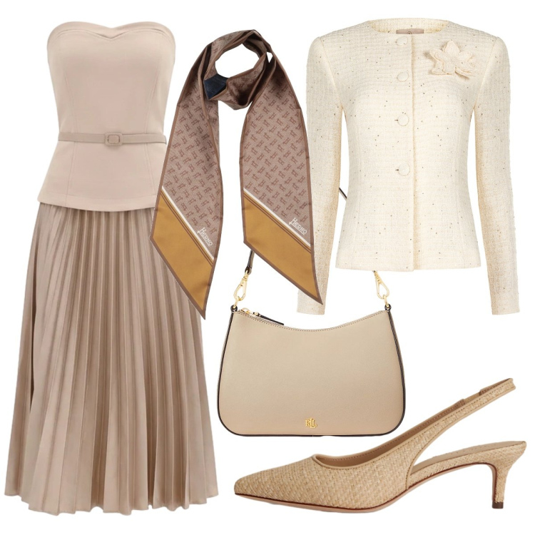 Outfit donna - L’invitata perfetta. Stile Chic per Cerimonia. Abbinamento con sciarpe, vestiti midi/longuette, blazer, décolleté, borse a spalla.