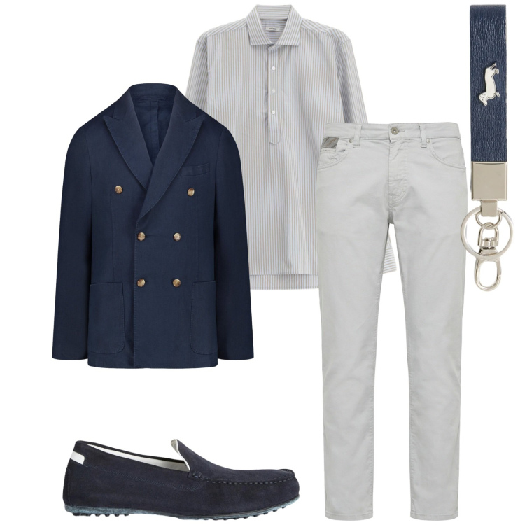 Outfit uomo - Total look #2402668. Stile Business/Elegante per Serata speciale. Abbinamento con camicie, scarpe stringate, portachiavi, pantaloni, giacche.